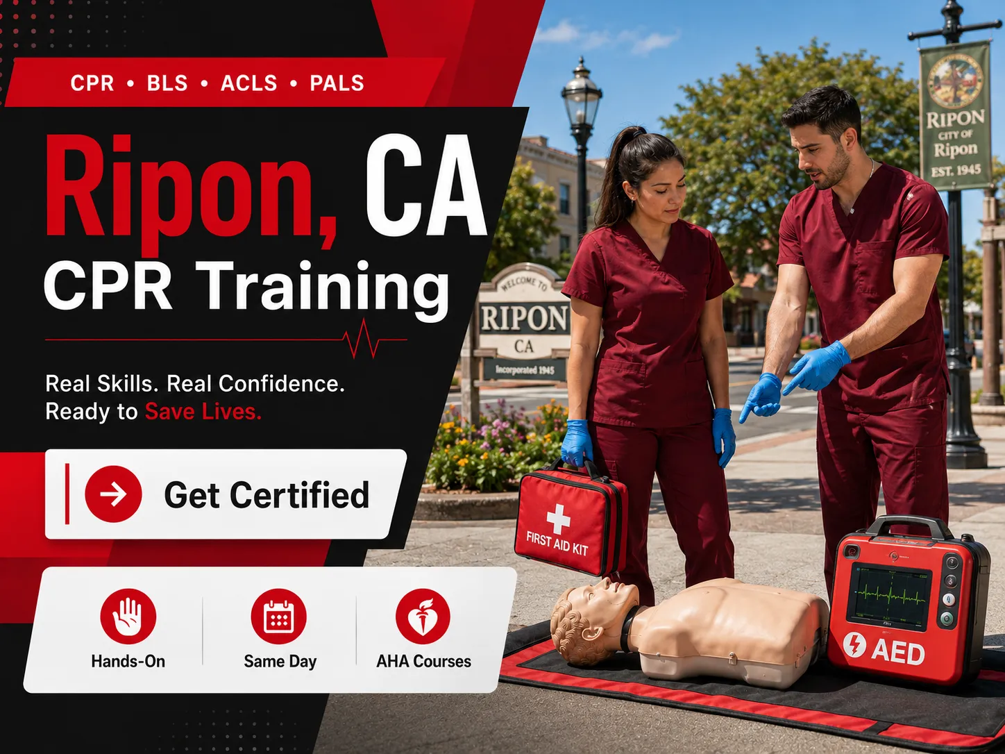 AHA-certified CPR BLS class for hospital staff in Ripon, CA