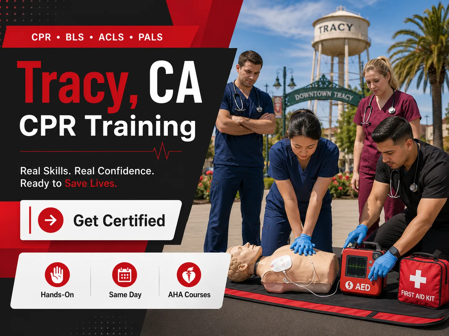 AHA-certified CPR BLS class for hospital staff in Tracy, CA