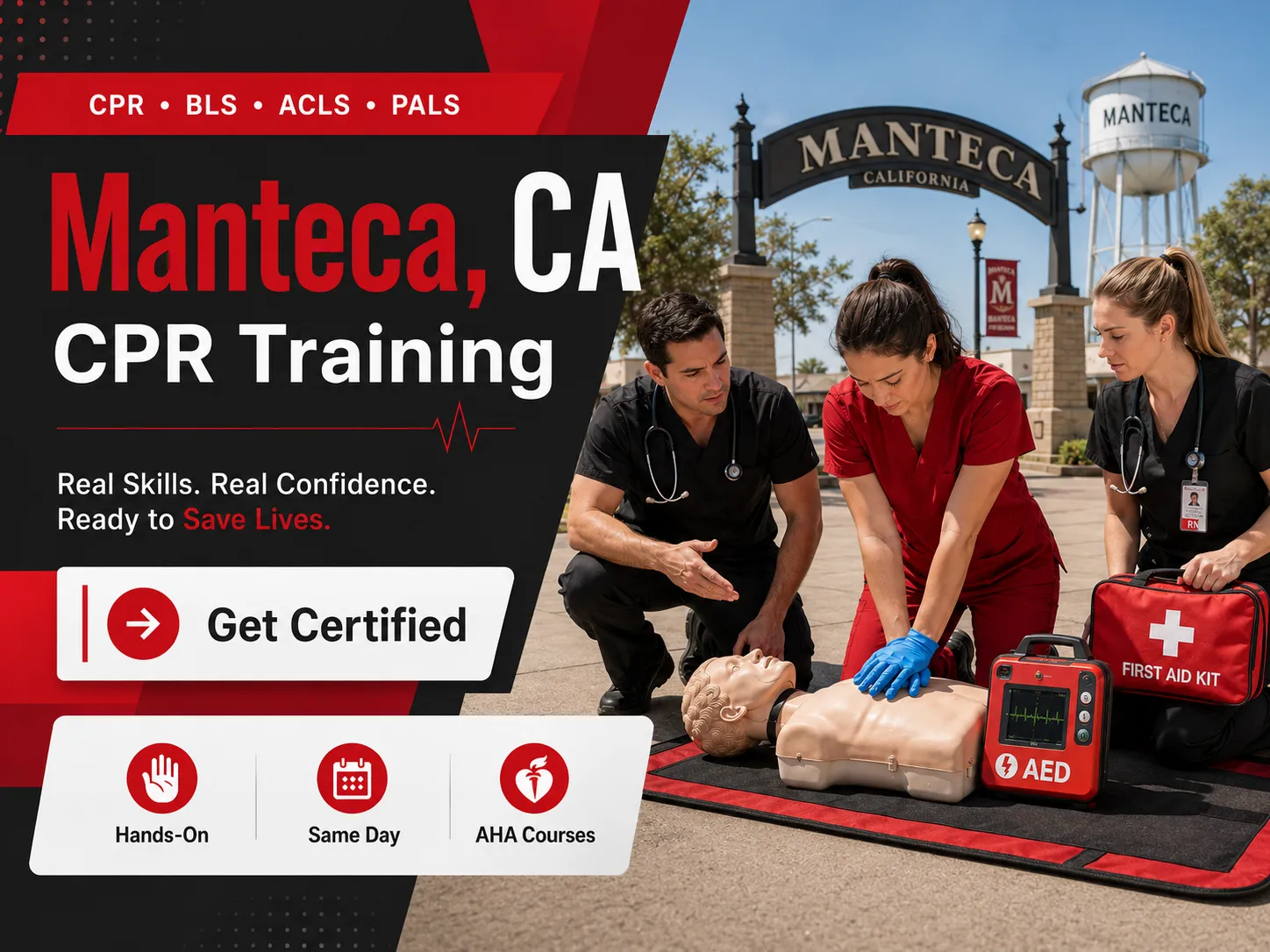 CPR and AED hands-on training in Manteca, CA – BLS certified