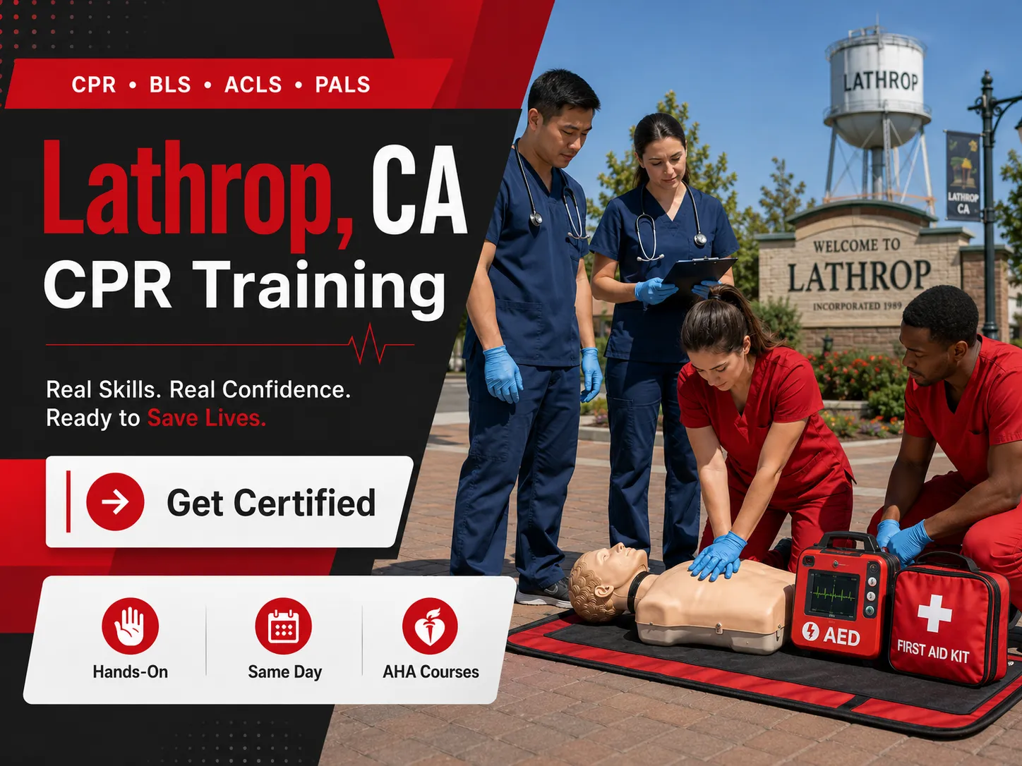 Healthcare provider CPR BLS training with mannequins in Lathrop, CA