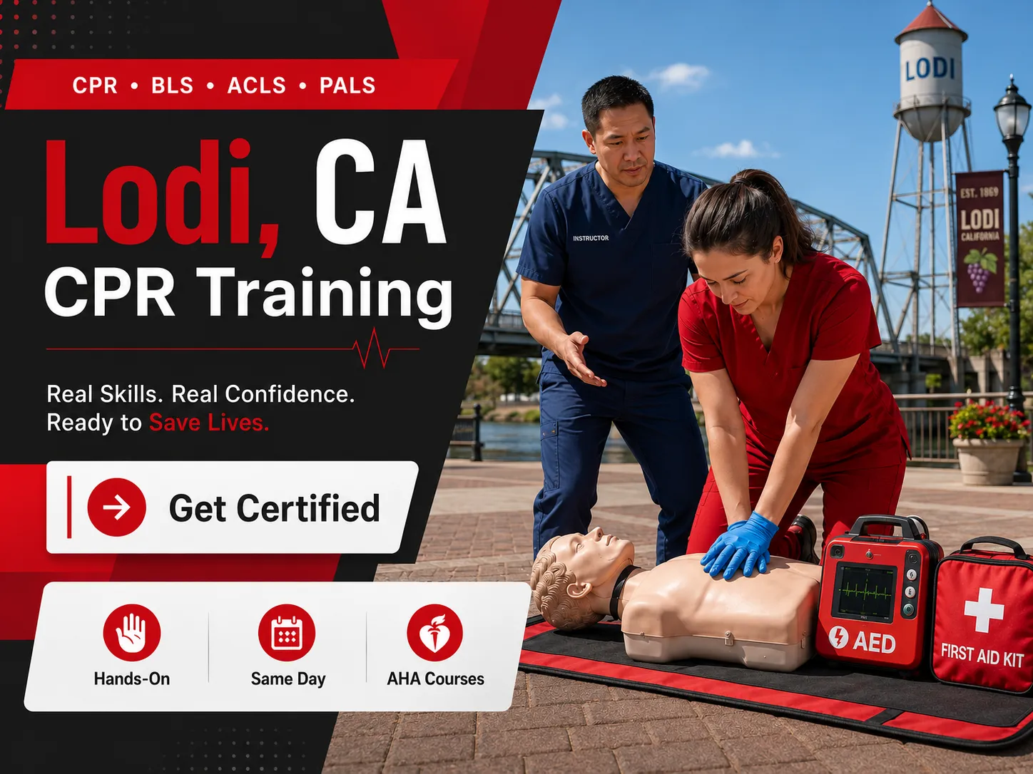 Healthcare provider CPR BLS training with mannequins in Lodi, CA